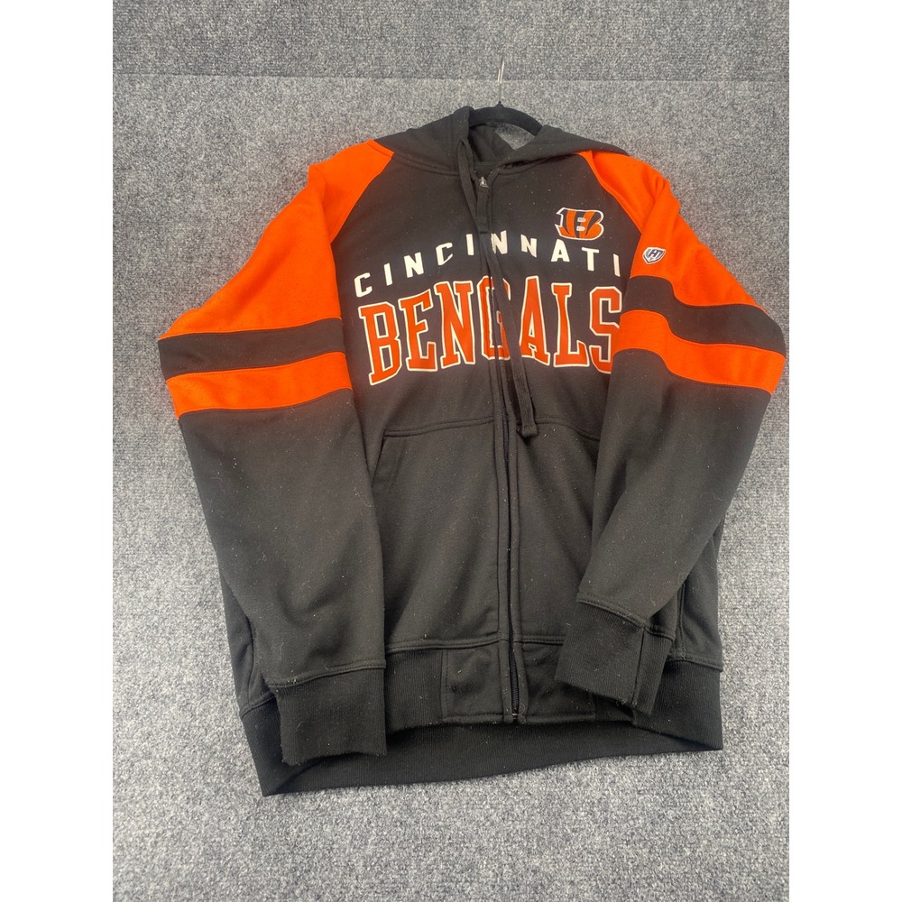 Hands High Cincinnati Bengals Full Zip Hoodie Mens Large Black Orange NFL Fan